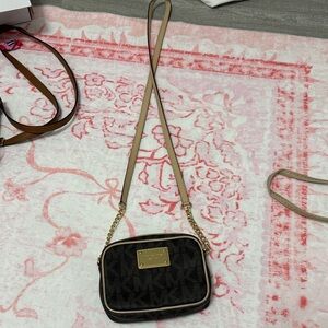 Michael Kors Black and Tan Crossbody Bag